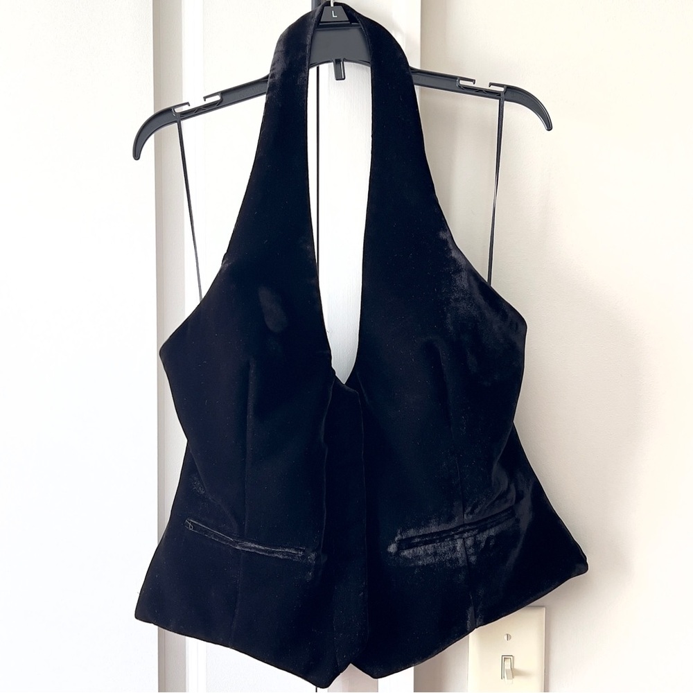 Zara Black Velvet Vest